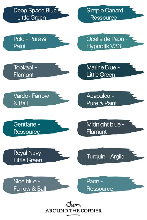 nuancier couleur bleu canard référence Pantone peinture murale intérieur bleu paon ressource royal navy Little green Vardo Farrow & Ball Bleu Pantone, Deco Living Room, Mood Board Inspiration, Elegant Bathroom, Marine Blue, Living Room Grey, Royal Navy, Office Interior Design, Farrow Ball