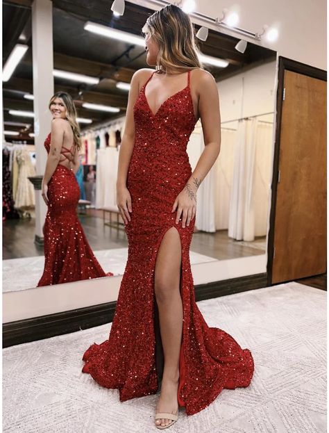 formal red low cut dress - Google Search Red Wine Prom Dresses Long, Patriotic Prom Dress, Red Carpet Theme Prom Dresses, Prom Dresses Thick Straps, Prom Dresses For Dark Hair, Wine Red Prom Dress Formal, Hourglass Prom Dress, Senior Prom Dresses 2024, Senior Prom Dresses Red