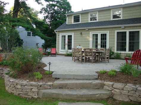 1000+ images about raised patio on Pinterest | Raised Patio, Patio and Bluestone Patio Raised Patio Ideas, Cheap Patio Pavers, Concrete Patio Ideas, Patio Stone, Diy Patio Pavers, Concrete Retaining Walls, Pavers Backyard, Raised Patio, Landscaping Retaining Walls