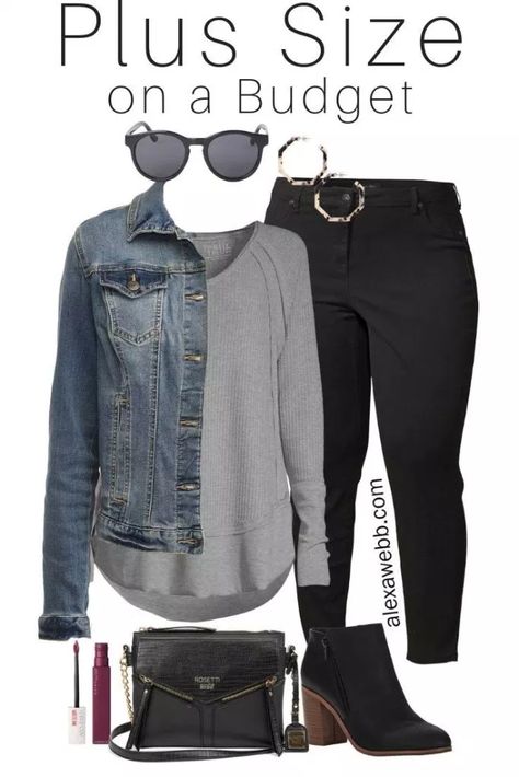 Plus Size On A Budget, Plus Size Herbst, Booties Outfit Fall, Alexa Webb, Jeans Denim Jacket, Plus Size Winter Outfits, Budget Outfits, Plus Size Fall Fashion, Black Jeans Women