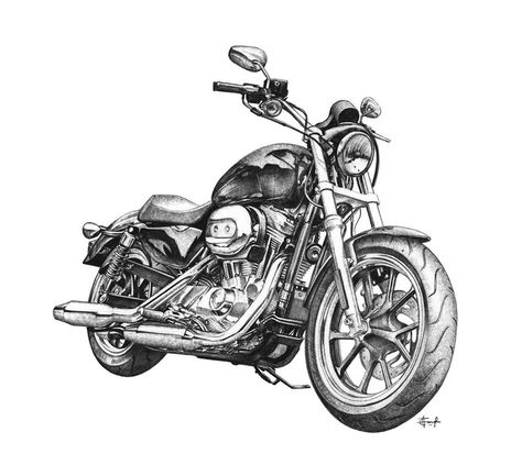 Harley Davidson Kunst, Motorbike Drawing, Harley Davidson Photos, Moto Harley Davidson, Мотоциклы Harley Davidson, Harley Davidson Tattoos, Motos Harley, Motorcycle Drawing, Harley Davidson Art