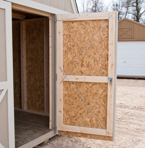 Shed Door Design Ideas, Small Garage Door, Shed Door, Build Your Own Shed, Building A Barn Door, Simple Shed, Make A Door, Diy Sliding Barn Door, Portable Buildings