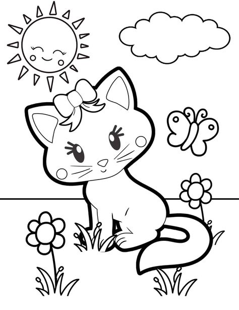 Colouring Pictures For Kids Free Printable, Free Kitty Coloring Pages, Pets Coloring Pages Free Printable, Colouring Pages For Kindergarten, Kitty Cat Coloring Pages Free Printable, Free Cat Coloring Pages Printables, Pet Coloring Pages Free Printables, Coloring For Kindergarten Free Printable, Kindergarten Coloring Pages Free Printables