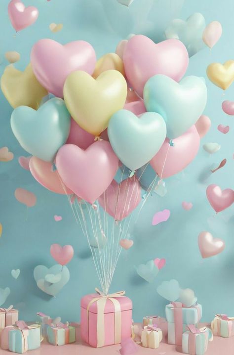 Aesthetic Balloons, Picture Borders, Happy Birthday Wallpaper, Birthday Wallpaper, Cute Pastel Wallpaper, Bubble Balloons, Happy Birthday Balloons, Pastel Wallpaper, Pastel Art