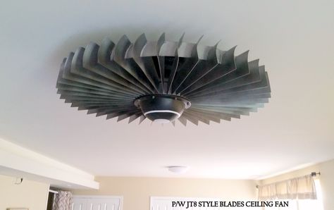 39 ''  P/W JT8D STYLE FAN BLADES 27   CEILING FAN Aviation Room, Jet Turbine, Aviation Furniture, Airplane Style, Unique Ceiling Fans, Living Room Ceiling Fan, Aviation Decor, Airplane Decor, Car Barn