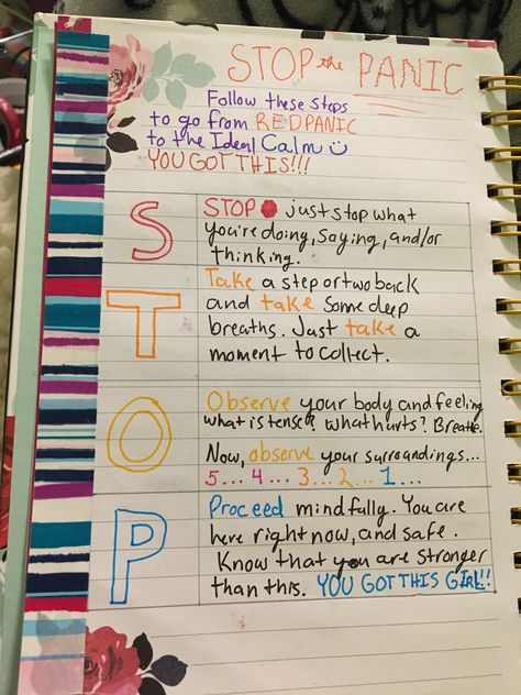 My stop method for my recovery journal #bulletjournal #recovery #PTSD Society Is Disgusting Journal, Recovery Scrapbook Ideas, Recovery Journal Page Ideas, Stop Method, Recovery Books, Planner Obsessed, Passion Planner, Journal Writing Prompts, Bullet Journal Writing