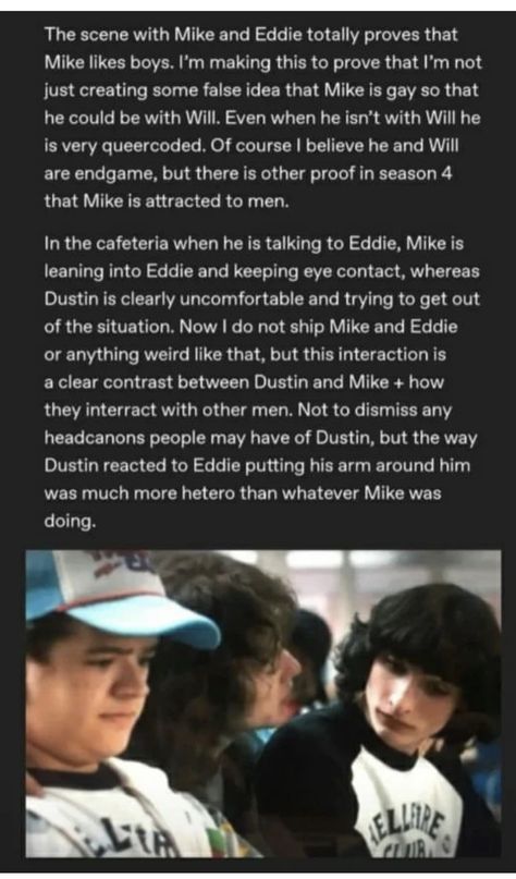 Richie Tozier And Mike Wheeler, Stranger Things Headcanons, Mike Wheeler Headcanon, Mike Wheeler Funny, S5 Byler Theories, Cute Byler Headcannons, Mike Wheeler And Will Byers Memes, Stranger Things Mike, Mike Wheeler