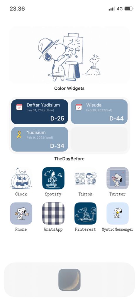 Snoopy Homescreen Wallpaper, Snoopy Iphone Layout, Snoopy Homescreen Layout, Snoopy Phone Layout, Snoopy Ios Layout, Blue Snoopy Wallpaper, Blue Theme Homescreen, Snoopy Phone Theme, Phone Theme Blue