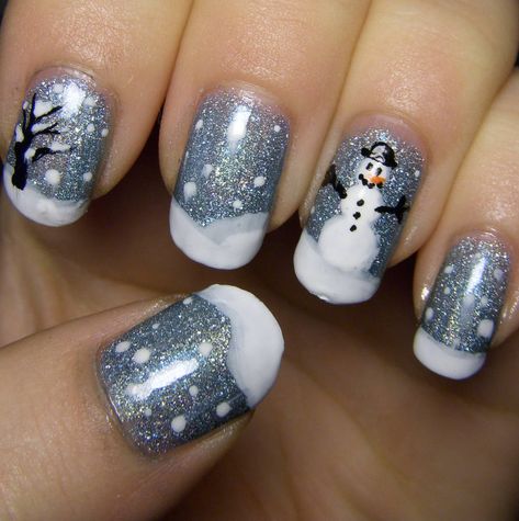 Snowman Nail, Snowman Nail Art, Xmas Nail Designs, Winter Nails Gel, Snowman Nails, Unghie Nail Art, Nails Yellow, Christmas Gel Nails, Nail Colors Winter