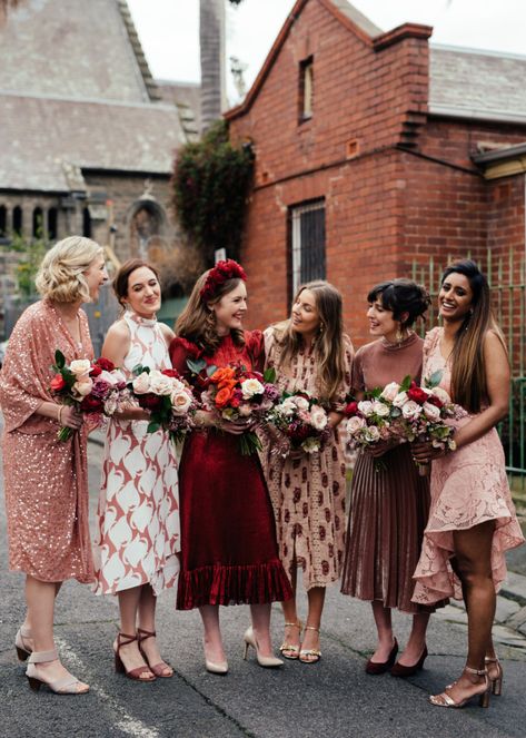 Where to Find Velvet Bridesmaids Dresses Matching Bridesmaids Dresses, Maid Of Honor Dresses, Velvet Bridesmaid, Gorgeous Bridesmaid Dresses, Red Wedding Dress, Velvet Bridesmaid Dresses, Bridesmaid Inspiration, Elegant Bridesmaid Dresses, Mismatched Bridesmaid Dresses