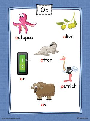 Short Letter O Word List with Illustrations Printable Poster (Color) Worksheet.Use the Short Letter O Word List with Illustrations Printable Poster to play letter sound activities or display on a classroom wall. O Sound Words Worksheet, Letter O Words, Alphabet Sound Activities, B Words List, Alphabet Sound, Sound Activities, Beginning Letter Sounds, Color Worksheet, O Letter