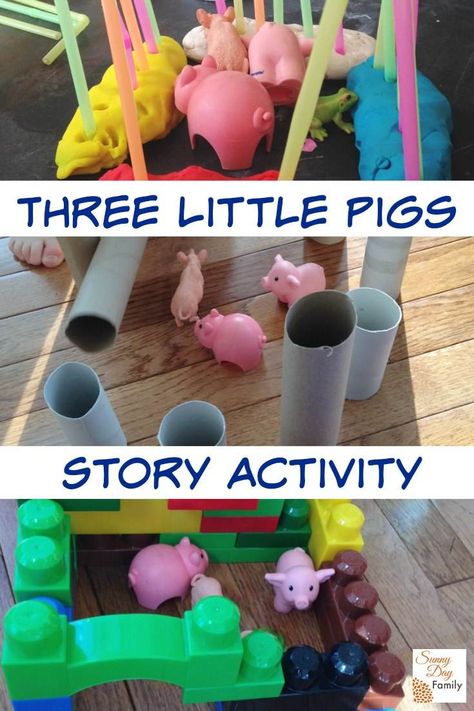 Three Little Pigs story activity for kids. Bring the Three Little Pigs story to life with this fun activity that kids will love! Fairy Tales Lesson Plans, Fairy Tales Preschool Activities, 3 Little Pigs Activities, Fairytale Lessons, Three Little Pigs Story, Three Little Pig, Fairy Tales Preschool, Fairy Tale Activities, Fairy Tales Unit