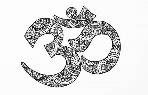 Om Drawing, Dotwork Art, Illustration Music, Boho Art Drawings, Mandala Art Therapy, Doodle Art Drawing, Mandala Design Pattern, Mandala Art Lesson, Ganesha Painting