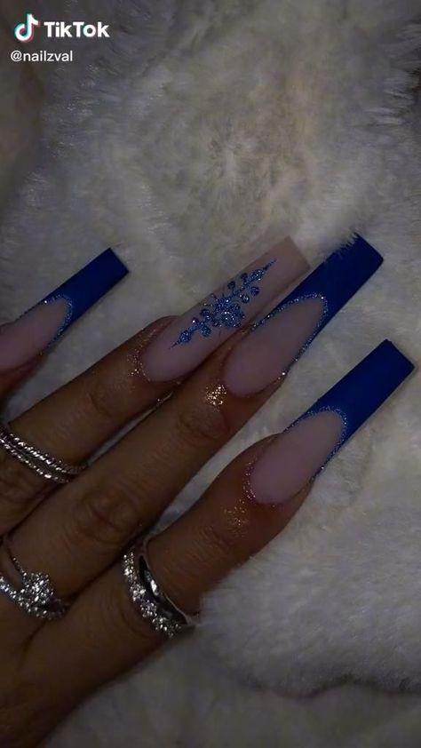 Long Acrylic Nails Square, Nail Colors 2023, Acrylic Nails Square, Blue Prom Nails, Quinceanera Nails, Colors 2023, Blue Acrylic Nails, Winter Nails Acrylic, Ombre Acrylic Nails