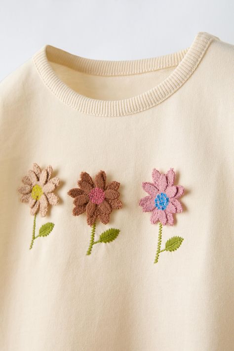 Embroidery Tshirt, Kids Rain, Applique Shirts, Baby Trend, Cardigan Sweater Jacket, Tshirt Skirt, Floral Applique, Embroidery Dress, Trouser Jeans