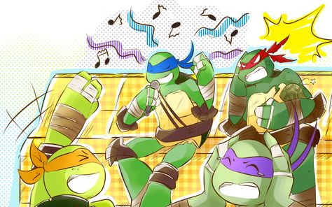 SINGING!! by owiyalight on DeviantArt Turtles Forever, Tmnt Girls, Tmnt Mikey, Tmnt Leo, Tmnt Comics, Teenage Mutant Ninja Turtles Artwork, Teenage Mutant Ninja Turtles Art, Ninja Turtles Artwork, Tmnt Artwork