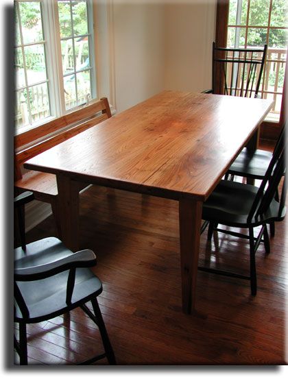 Antique Wormy Chestnut Lumber - Appalachian Woods, LLC Corner Bench Dining Table, Shaker Dining Table, Wormy Chestnut, Blue Chairs, Shaker Furniture, Shaker Style Kitchens, Farmhouse Dining Table, Farm Table, Décor Diy