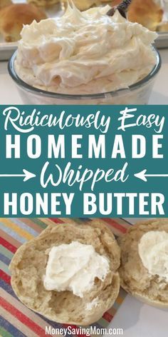 Whipped Honey Butter, Flavored Butter Recipes, Butter Recipes Homemade, Honey Butter Recipe, Whipped Honey, Freshly Baked Bread, Bread Homemade, Whipped Butter, Butter Bread