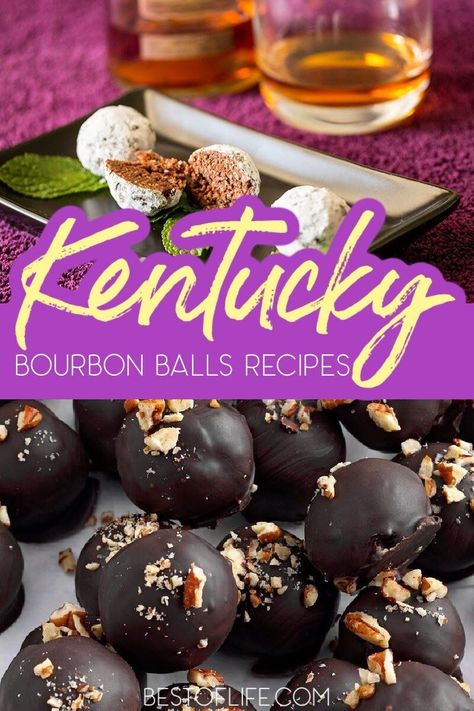 The history behind Kentucky bourbon balls recipes is interesting and will make enjoying these delicious bourbon treats even better. Bourbon Recipes | Recipes with Bourbon | Alcoholic Snack Recipes | Snack Recipes with Alcohol | Party Recipes | Party Food Ideas | Adult Snack Recipes | Snack Recipes for Adults #bourbonballs #partyrecipes Bourbon Treats, Recipes With Bourbon, Recipes With Alcohol, Bourbon Balls Recipe, Kentucky Derby Food, Bacon Party, Kentucky Derby Party Food, Bourbon Balls, Bourbon Recipes