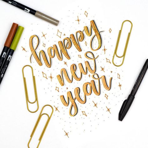 Happy New Year Calligraphy, Happy New Year Lettering, Aesthetic Calligraphy, Happy New Year Letter, Hello 20, Calligraphy Ideas, Work Sheet, Hand Lettering Cards, Lettering Art