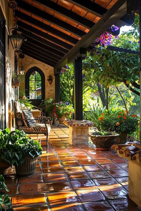 Hacienda Style Homes Mexican, Boho Patio Decor, Hacienda Homes, Patio Decor Ideas, Spanish Home Decor, Hacienda Style Homes, Boho Patio, Outdoor Patio Space, Dream Life House