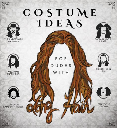 Long Hair Men Halloween Costume, Costume Ideas For Guys, Guy With Long Hair, Funky Hairstyles For Long Hair, Guys With Long Hair, Halloween Beard, Guys Outfits, Beard Costume, Dreadlocks Men