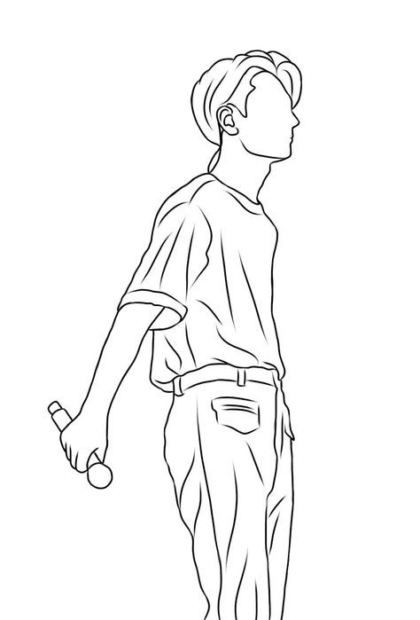 Jay Enhypen Drawing Sketch, Accounting Doodle, Jay Sketch Enhypen, Enhypen Coloring Pages, Boy Outline Drawing, Enhypen Line Art, Enhypen Jay Fanart, Kpop Coloring Pages, Jay Sketch