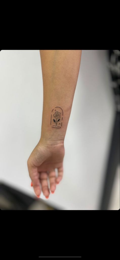 Fine Line Beauty And The Beast Tattoo, Tattoo Ideas Beauty And The Beast, Beauty And The Beast Inspired Tattoos, Beauty And The Beast Nails Simple, Belle Tattoo Ideas, Sleeping Beauty Tattoo, Bueaty And The Beast, Beauty And The Beast Rose Tattoo, The Beast Tattoo