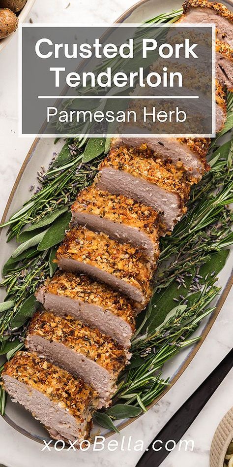 Herb Crusted Pork Tenderloin, Pork Tenderloin Sides, Easy Pork Recipe, Crusted Pork Tenderloin, Breaded Pork Tenderloin, Baked Pork Loin, Pork Loin Ribs, Pork Tenderloin Medallions, Roasted Pork Tenderloin Recipes