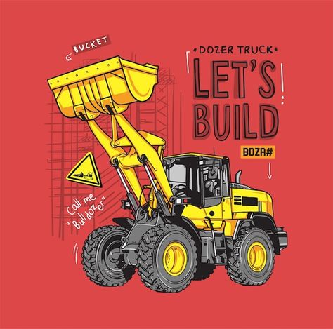 Vector bulldozer truck at work vector ca... | Premium Vector #Freepik #vector #bulldozer #excavator #digger #construction-truck Cat Invitations, Batman Comic Cover, Surreal Tattoo, Fashion Design For Kids, Tshirt Design Inspiration, Shirt Design Inspiration, Vector Cartoon, Truck Design, Comic Covers