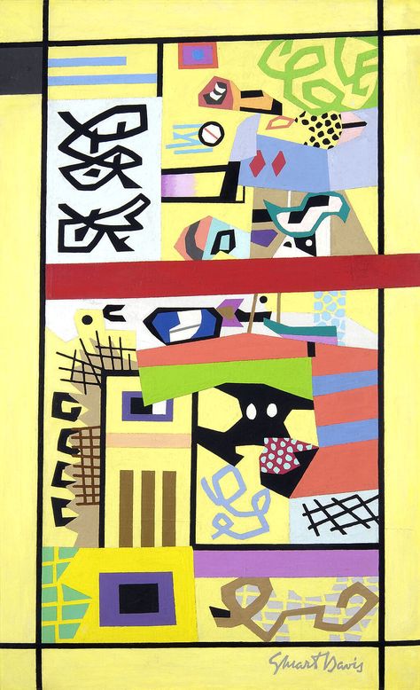 Stuart Davis: In Full Swing | Whitney Museum of American Art Seth Clark, Reynolda House, Stuart Davis, Ashcan School, Cubist Paintings, Abstract Drawing, Art Walk, Pop Art Painting, National Gallery Of Art