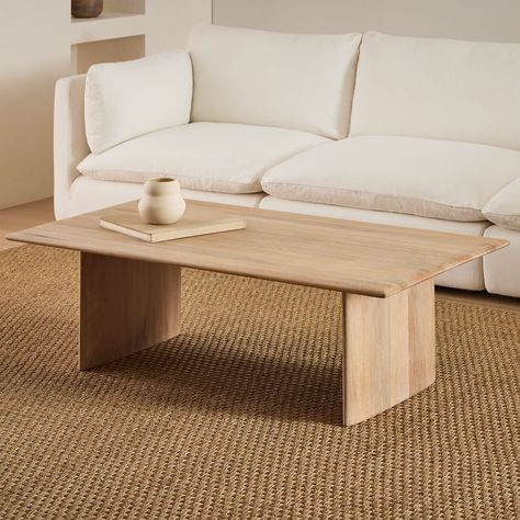 Anton Solid Wood Coffee Table - Rectangle | West Elm Coffee Table Minimal, Coffee Table Minimalist, Table Trends, Austin Apartment, Rectangle Coffee Table Wood, Rectangle Coffee Table, Interesting Interiors, Oversized Furniture, Coffee Table Rectangle