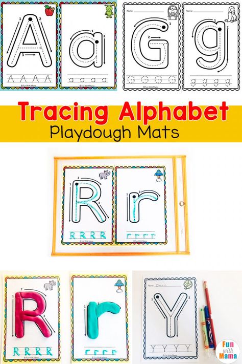 Alphabet Tracing Playdough Mats - Fun with Mama Playdough Letter Mats, Alphabet Playdough Mats, Playdough Letters, Kiddie Academy, Free Board Games, Prek Activities, Alphabet Letter Activities, Alphabet Letter Worksheets, Play Dough Mats