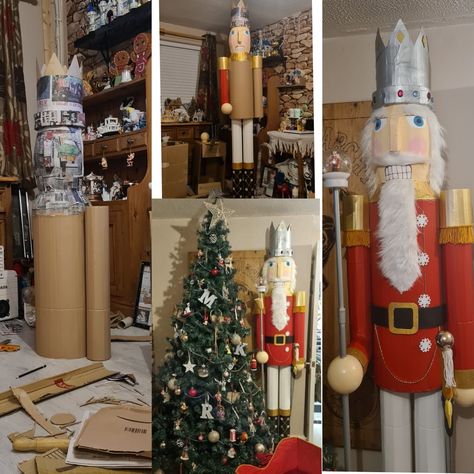 DIY Nutcracker made from old cardboard boxes Cardboard Nutcracker, Diy Nutcracker, Cardboard Box, Nutcracker, Ladder Decor, Projects To Try, Christmas Tree, Holiday Decor, Christmas