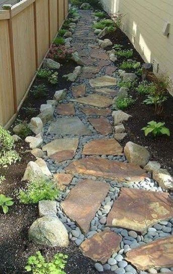 Side Yard Landscaping, Garden Stepping Stones, Garden Walkway, Stone Path, Backyard Garden Design, Landscaping Tips, Garden Pathway, Diy Landscaping, Small Backyard Landscaping