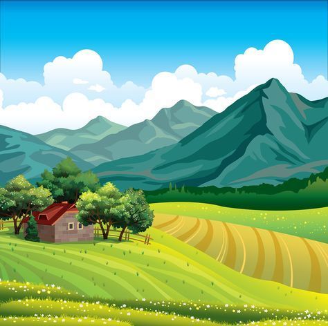 Nature Landscape Art, Diy Paint By Numbers, Mini Diy, Drawing Style, Cartoon Background, Summer Landscape, Illustration Painting, Diy Paint, Landscape Illustration