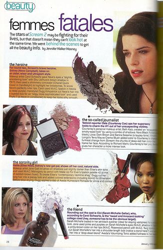 "A Tribute to Bob haircuts" (Seventeen Magazine, January 1998) | Flickr - Photo Sharing! Seventeen Magazine 90s, 1990s Makeup, Ghostface Costume, Teen Haircuts, 2000s Magazines, Omar Epps, Scream 2, 잡지 레이아웃, Wes Craven