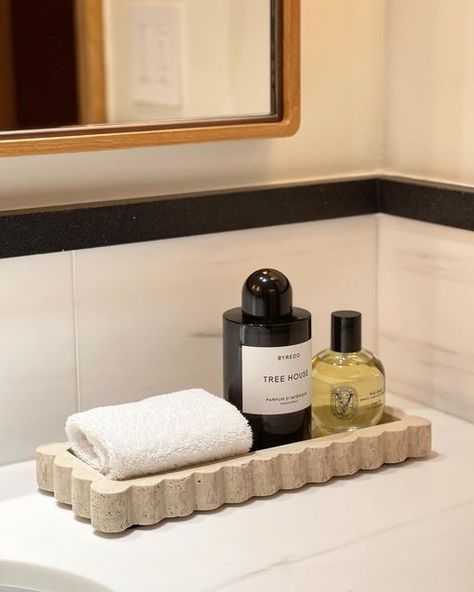 Anastasio Home on Instagram: "We support your vanity—the 512 Tray in four different stones is now available at anastasiohome.com. The 512 was designed as a sacred spot for the nightly skincare routine you want to ritualize or your prized floral-to-oud fragrance collection. Line ‘em up!" Oud Fragrance, Travertine Marble, Marble Tray, Modern Bathroom Decor, Fragrance Collection, Bathroom Supplies, Bathroom Organisation, Home Decor Kitchen, Decor Kitchen