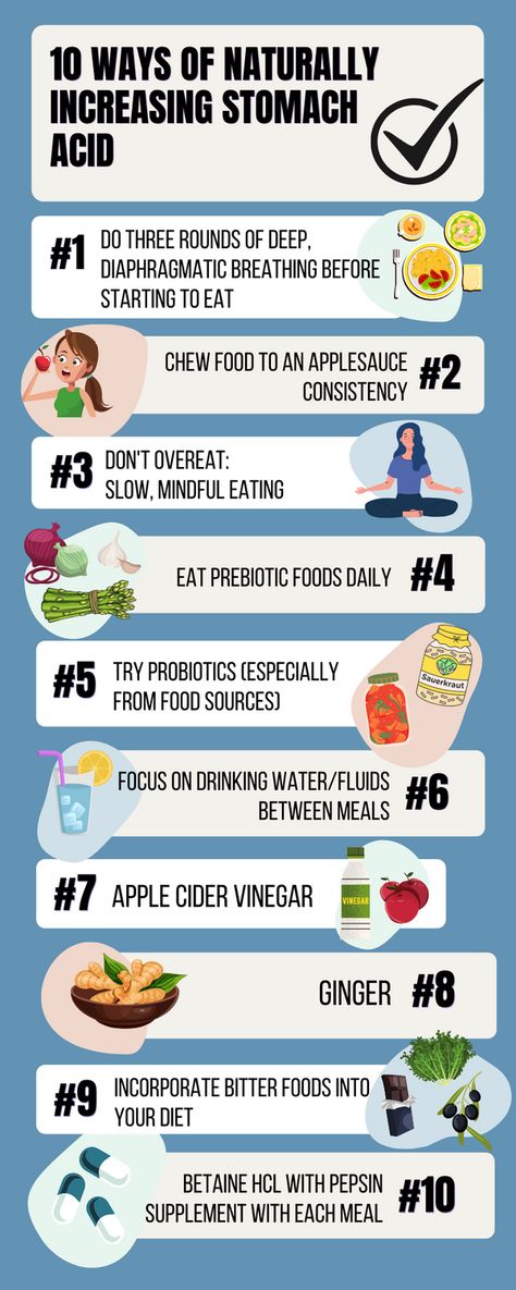 Infographic on 10 ways to naturally increase stomach acid Stomach Acid Remedies, Reflux Remedies, Bitters Recipe, Cleaning Your Colon, Low Stomach Acid, Holistic Diet, Stomach Problems, Sensitive Stomach, Uric Acid