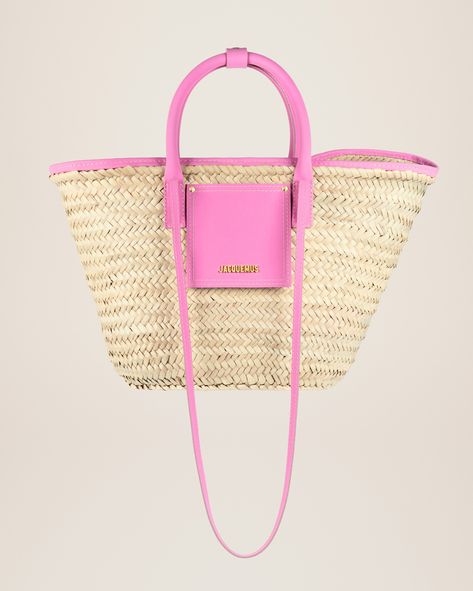 Jacquemus Bag, Basket Bag, Strap Tops, Small Accessories, Metallic Logo, Pink Aesthetic, Pink Bag, Leather Top, Shoulder Bag Women