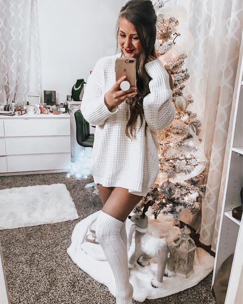 Dress With Socks Outfit, Cute Casual Winter Outfits, Dress With Socks, Socks Outfit, Over The Knee Socks, Clothing Websites, Knee Socks, Casual Winter Outfits, Winter Casual