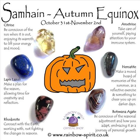 A set of tumbled stone crystals (Citrine, Lapis Lazuli, Rhodonite, Ametrine, Hematite, Botswana Agate) created by Beth as a set for the fire festival of Samhain / Halloween. The set includes the six stones and a pouch, and comes as a set with a mini print of the poster with Crystals Citrine, Fire Festival, Samhain Halloween, Under Your Spell, Halloween Tags, Botswana Agate, Crystal Healing Stones, Beltane, Witchy Vibes