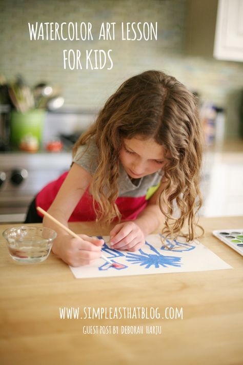 Watercolor Art Lesson for Kids Mixing Watercolors, Kid Painting, Resist Art, Watercolor Resist, Watercolor Simple, Art Videos For Kids, Watercolor Art Diy, Spring Watercolor, Simple Watercolor