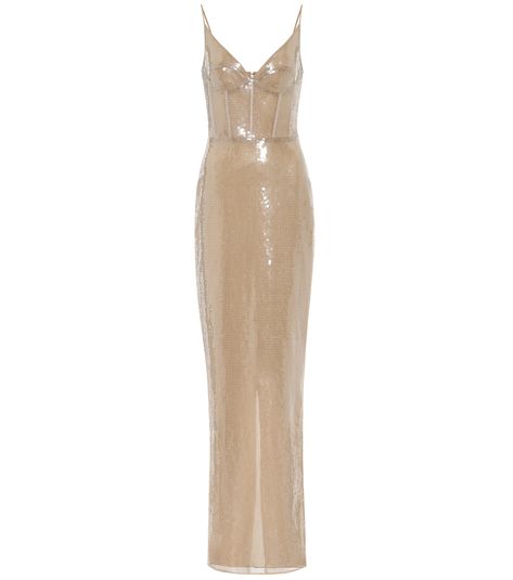 Sequined Gown | David Koma - Mytheresa Night Fits, Sequined Gown, Couture Looks, David Koma, Shiny Clothes, Metallic Sandals, Stunning Gowns, Beige Dresses, Clothing Websites