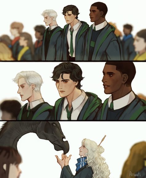 Theo X Luna Fanart, Luna And Theo Fanart, Universal Being Art, Theo And Luna, Harry And Luna Fan Art, Armor Dresses, Theodore Nott Fanart, Hogwarts Items, Luna Fanart