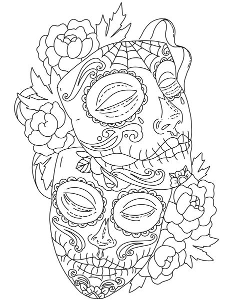 Triceratops Tattoo, Sugar Skull Coloring Pages, Sugar Skull Art Drawing, Skull Coloring, Catrina Tattoo, Hipster Drawings, Minimalist Tattoo Ideas, Easter Coloring Book, Album Artwork Cover Art