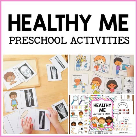 This is perfect your your All About Me theme! Inside this pack children will explore healthy eating, caring for our bodies, parts of the body, and emotions. This 61-page activity pack includes a variety of Math, Literacy, Fine Motor, and Science activities! #preschool #kindergarten #teachersofinstagram #teachersfollowteachers #teachersofig #earlychildhoodeducation #earlychildhood #homeschool Healthy Body Kindergarten Activities, Preschool Body Theme Free Printables, Our Bodies Preschool Theme, Our Bodies Eyfs Activities, Our Body Preschool Activities, Healthy Bodies Preschool Theme, Preschool Body Theme, Germs Lessons, All About Me Theme