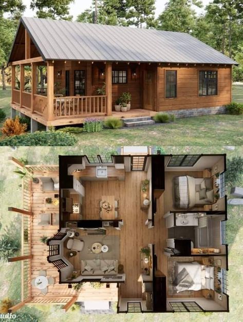 Tiny Cabin Plans, Small House Design Philippines, Small House Blueprints, Cottage Tiny House, Small Cottage House Plans, Tiny House Village, Affordable Homes, Fairytale House, Cabin Tiny House