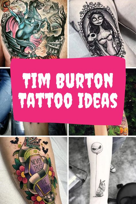 Creepy Beetlejuice Tattoo Designs + Ideas - TattooGlee Tim Burton Characters Tattoo, Tim Burton Themed Tattoos, Beatle Juice Tattoos, Tim Burton Movie Tattoos, Beetle Juice Tattoo Ideas, Horror Movie Tattoos For Women, Beetlejuice Snake Tattoo, Nightmare Before Christmas Tattoo Design, Tim Burton Inspired Tattoos