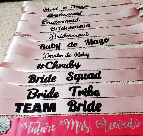 DIY bachelorette party sashes Bride To Be Sash Diy, Sash Bachelorette, Funny Bachelorette Sashes, Bridal Party Sashes Bachelorette, Bridal Sash Bachelorette, Bachelorette Party Sash, Diy Bachelorette Party, Weekend Crafts, Student Council